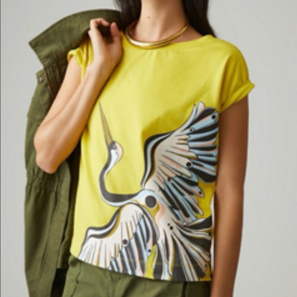 Anthropologie - Parrot Paints Boxy Graphic Tee - size Small.